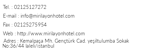 Mirilayon Hotel telefon numaralar, faks, e-mail, posta adresi ve iletiim bilgileri